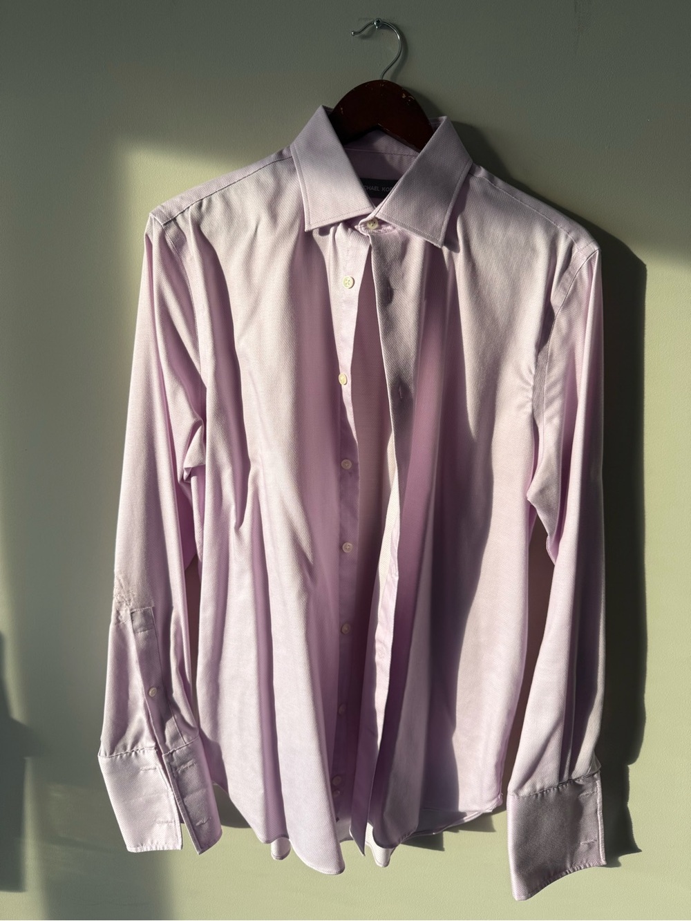 Michael Kors Airsoft Stretch Men's Lavender Dress Shirt 15.5 32/33 French cuff
